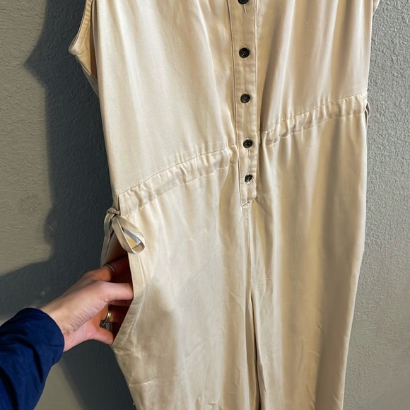 Marine Layer Katy Jumpsuit Womens M Cream Tan Wide Leg Minimalist Beach Boho - Picture 7 of 16